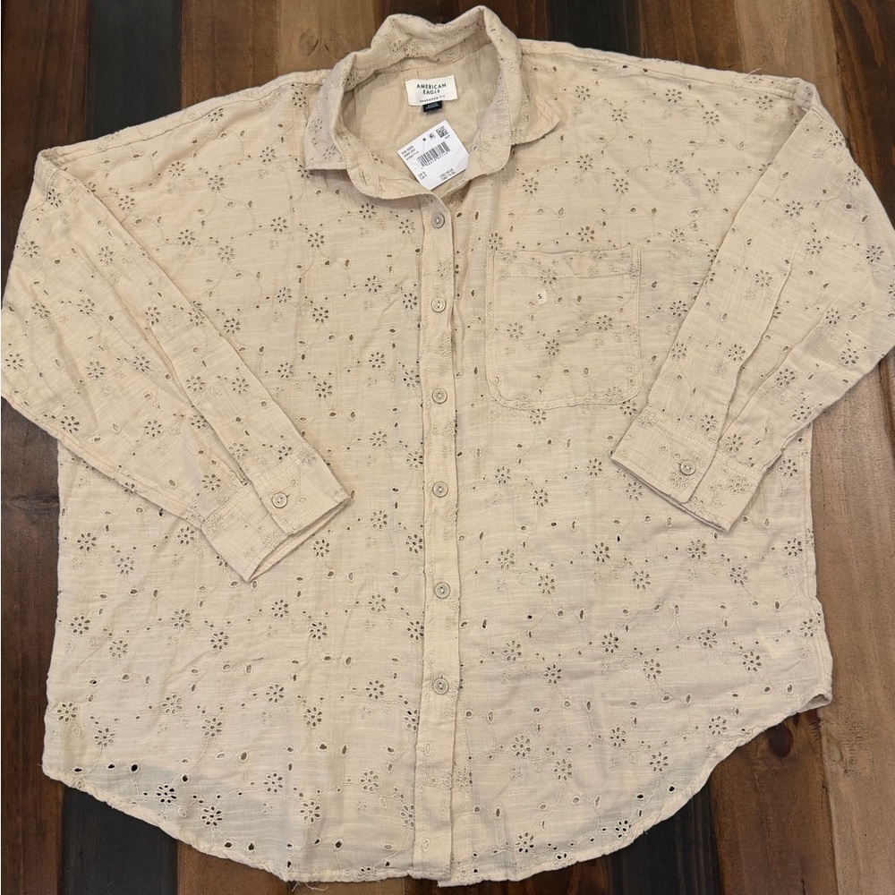 AE Go Big Oversized Eyelet Embroidered Shirt - Picture 2 of 4